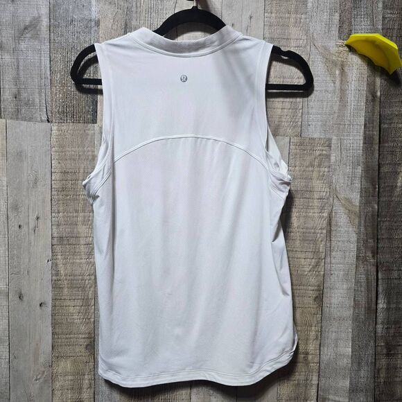 Lululemon Front Zip Mock-Neck Tennis Tank Top White 10 - Picture 3 of 5